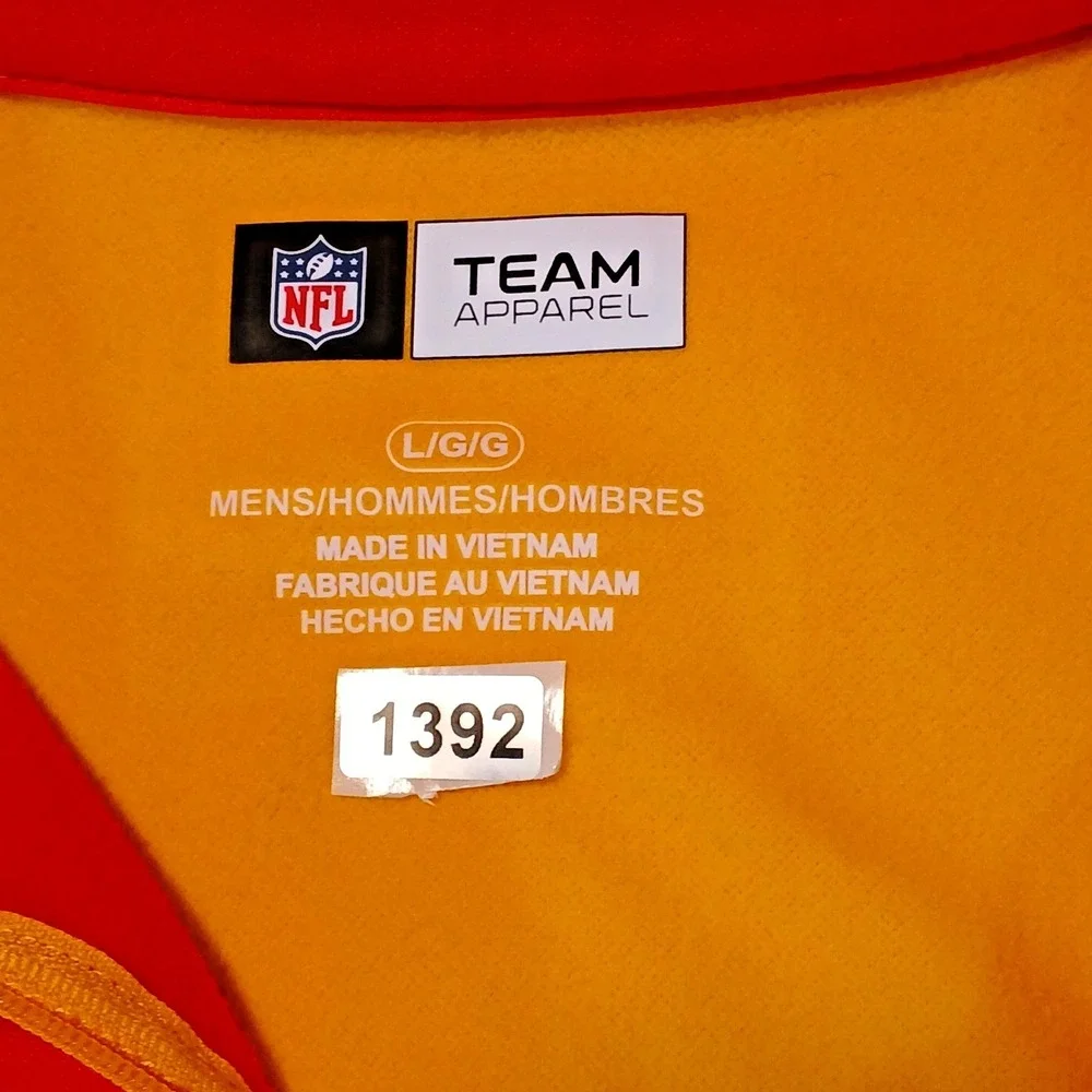 Kansas City Chiefs Pullover Mens L Red‎ Yellow Fleece NFL Football Quarter Zip